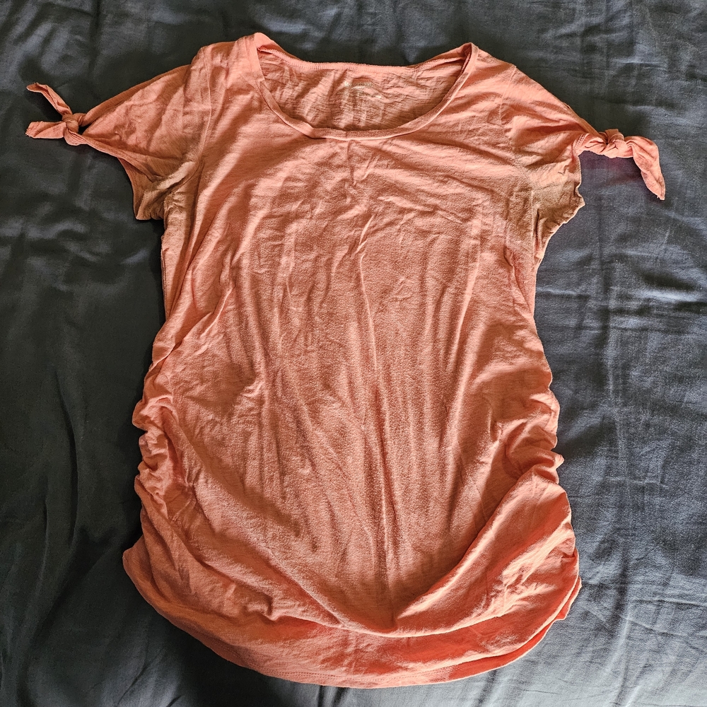 Women's Coral Top with Tie Sleeves